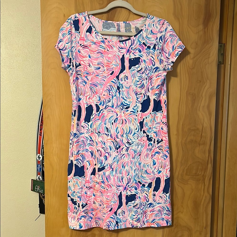 Lilly Pulitzer Pink Pelican Flamingo Marlowe Short Sleeve Dress